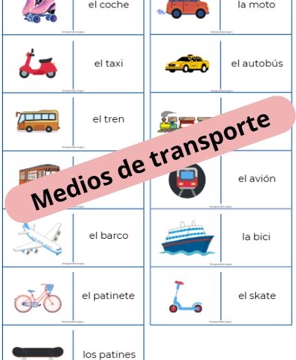 Domino ze słówkami – „Los medios de transporte” (środki transportu)