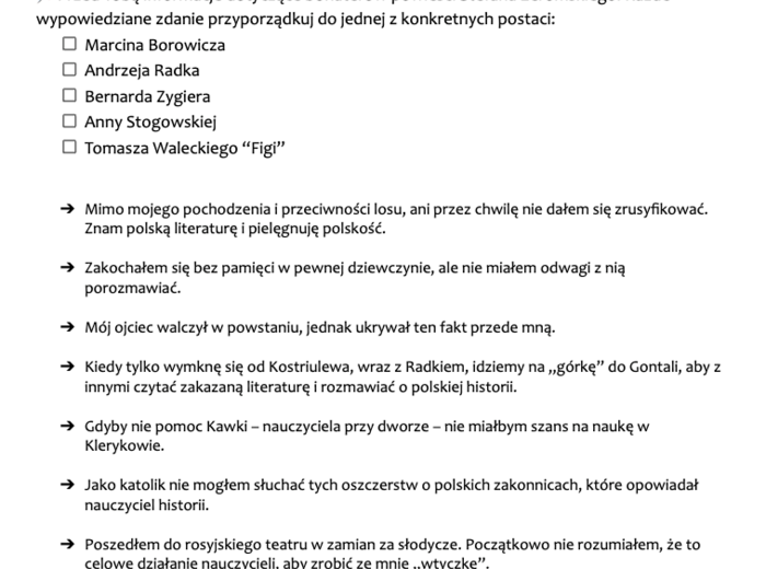 SYZYFOWE PRACE STEFANA ŻEROMSKIEGO -  bohaterowie wobec rusyfikacja (NA PODSTAWIE FRAGMENTÓW POWIEŚCI I FILMU)