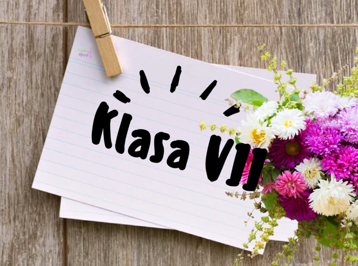 Klasa 7 - dekoracja, witacz, tabliczka na drzwi