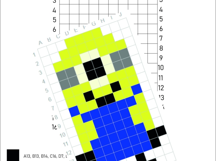 Kodowanka, kolorowanka MINIONKI , dyktando graficzne, kodowanie