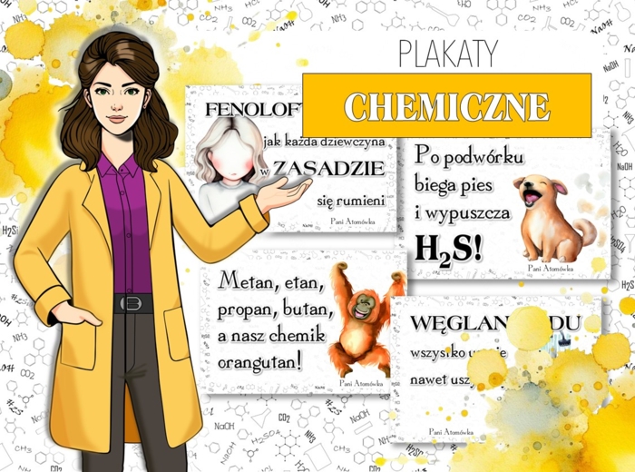 Chemia. Plakat. Szkolna gazetka ścienna. Rymuje, więc zapamiętuje. Plakaty chemiczne.