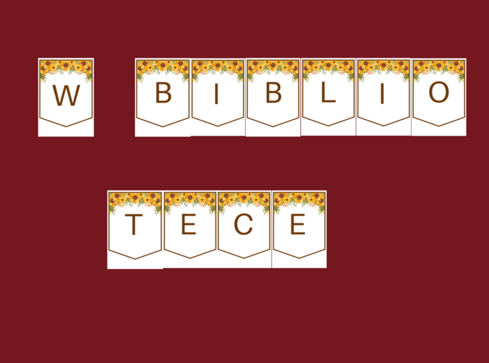 W BIBLIOTECE - biblioteka - girlanda – gazetka – wersja 2