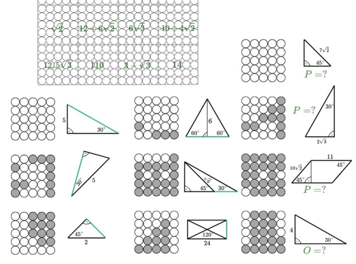 Trójkąty 45,45,90 oraz 30,60,90, karta pracy, kodowanie, edukacja domowa, klasa7 i 8