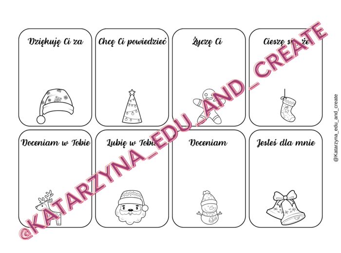 Boże Narodzenie – karteczki z miłymi słowami