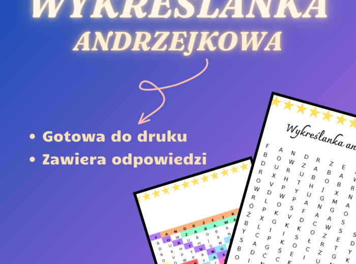 Wykreślanka – Andrzejkowa Zabawa – 13 magicznych słów do odkrycia! 🕯️✨🔮