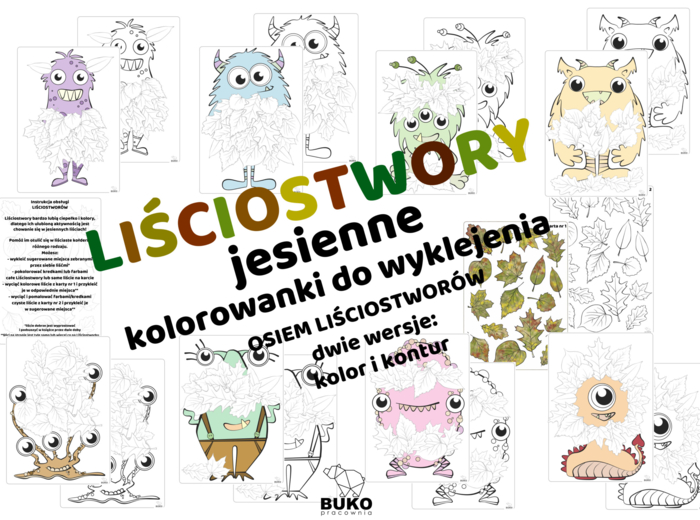 LIŚCIOSTWORY - jesienne kolorowanki do wyklejenia