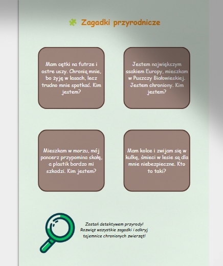 Karta pracy dla uczniów. Kolorowanka. Zagadki. EKOLOGIA