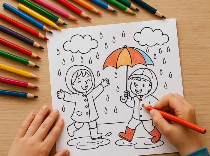 E-book „Deszczowe Inspiracje – Zabawy i Nauka pod Chmurką”