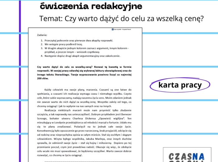 Rozprawka – ćwiczenia redakcyjne (karta pracy)
