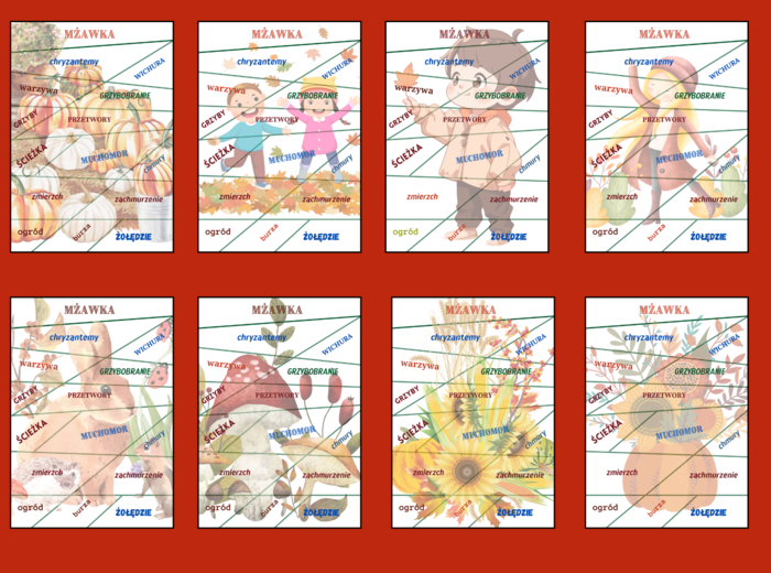 JESIEŃ – ortografia – puzzle – 8 wersji