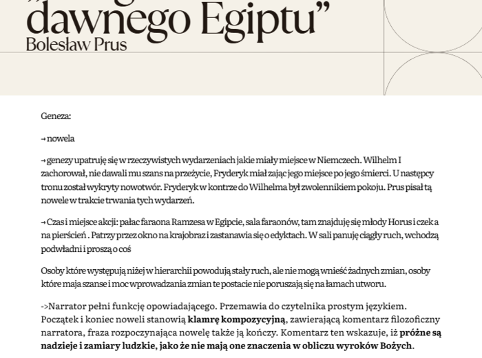 Opracowanie lektury ,,Z legend dawnego Egiptu"