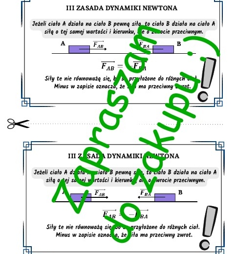 Trzecia zasada dynamiki Newtona - wklejka do zeszytu
