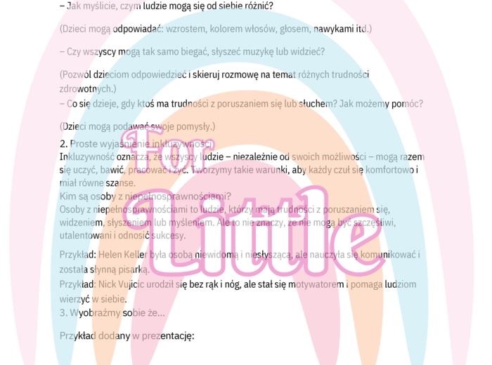 Program przeprowadzenia godziny wychowawczej "Czym jest inkluzywność i kim są osoby z niepełnosprawnościami"