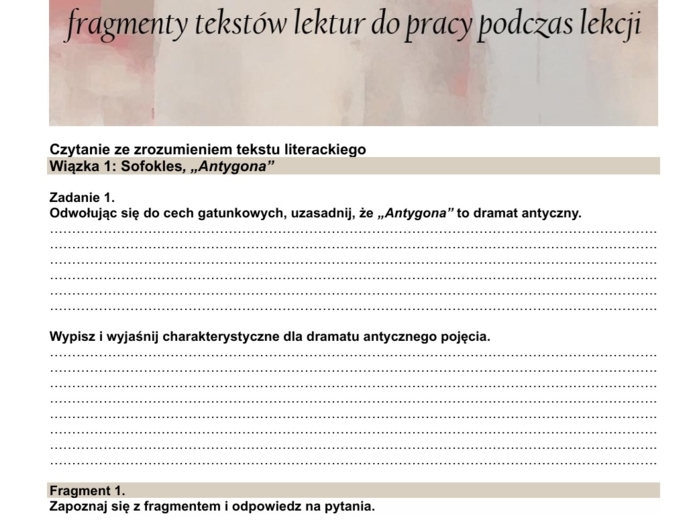 Karty pracy lektury licealne - krytyczne czytanie