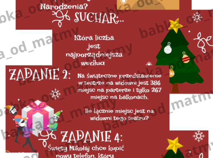 Zadania i suchary matematyczne - dodawanie i odejmowanie pisemne