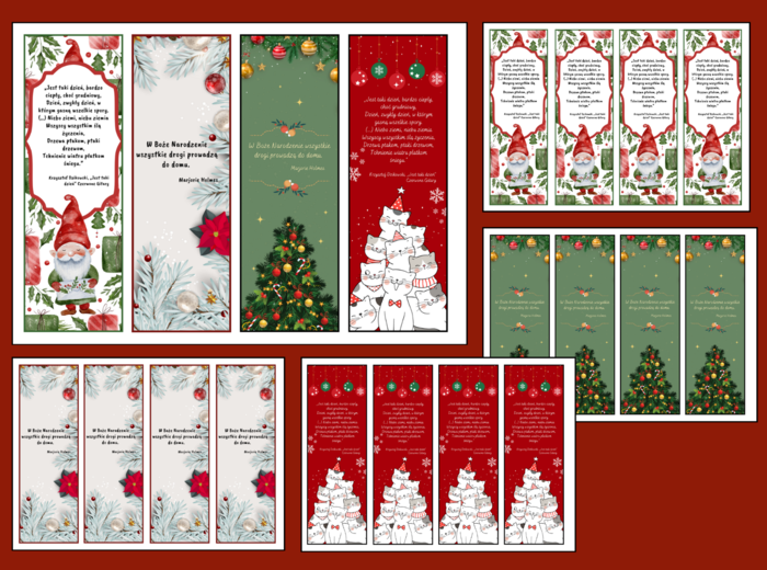 Boże Narodzenie – zakładki do książek – zakładka – biblioteka – świetlica – wersja 3