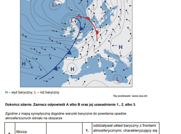 Zadania maturalne z geografii – Atmosfera