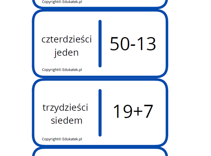 Domino – utrwalanie dodawania i odejmowania