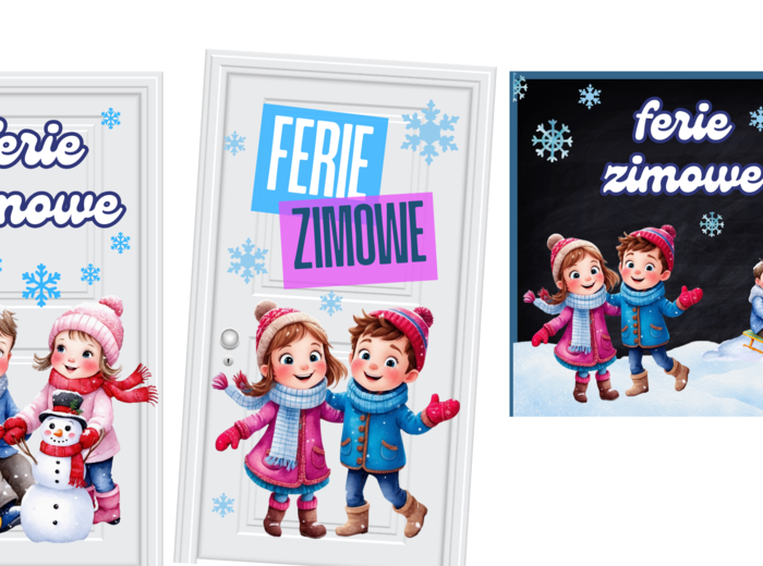 Gazetka szkolna zimowa | Dekoracje na ferie zimowe do szkoły 2025/ dwa wzory, możliwość własnej aranżacji