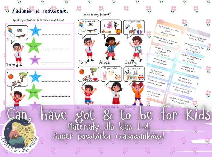 Zestaw gramatyczny czasowniki have got can to be is are am