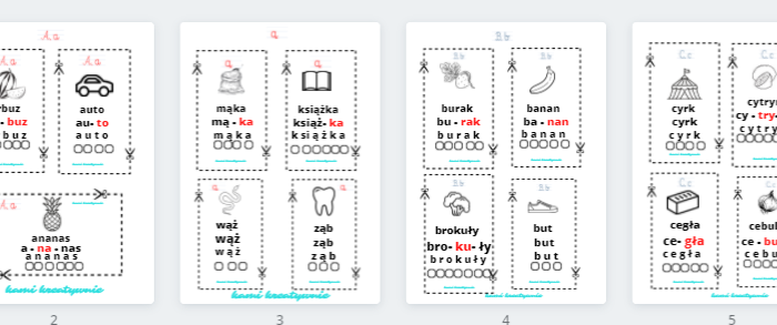 Wklejki do nauki czytania