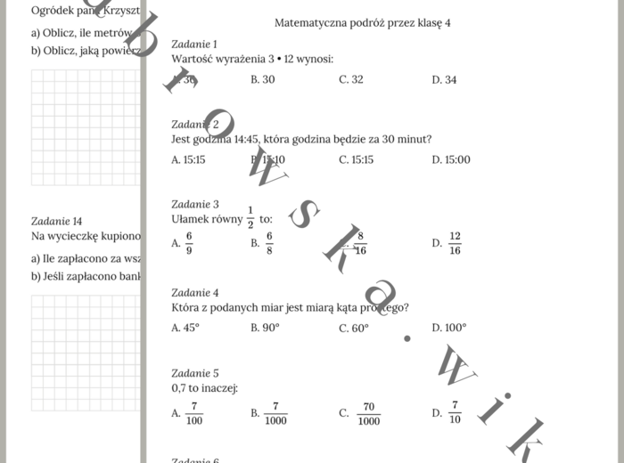 Matematyczna Podróż przez klasę 4