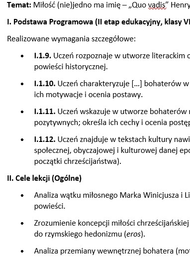 Miłość (nie)jedno ma imię – „Quo vadis” Henryka Sienkiewicza. Scenariusz lekcji