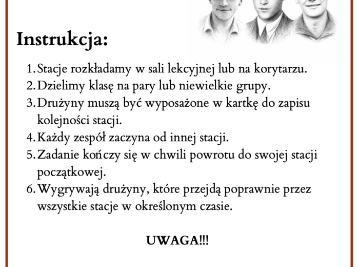 "Kamienie na szaniec" - STACJE ZADANIOWE (lekcja w ruchu)