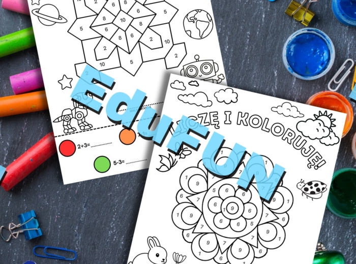 Kolorowanki Matematyczne Dla Najmłodszych (dodawanie i odejmowanie) 4 strony