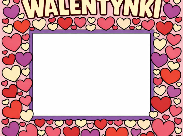Walentynki – fotoramka do kolorowania – XXL (6×A4) + A4 (mini)