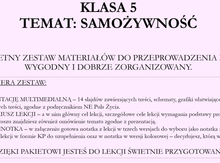 Samożywność - pakiet do lekcji
