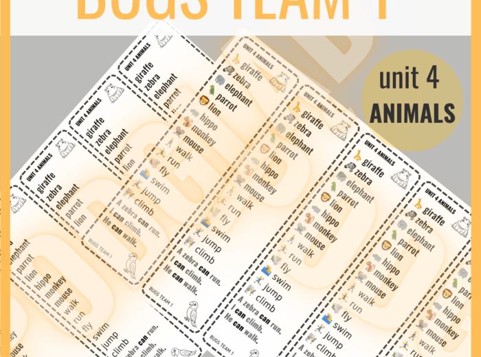 Bugs Team 1 unit 4 ANIMALS - zakładki do książki