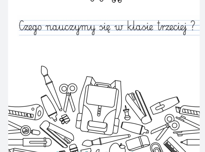 Czego nauczymy się w trzeciej klasie? - wersja do pokolorowania