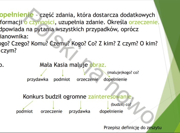 Okolicznik i dopełnienie - prezentacja.