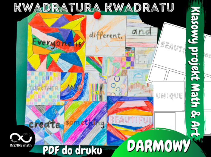 (Darmowy) Klasowy projekt Math & Art: Kwadratura kwadratu. Projekt matematyczny na koniec roku lub początek roku.