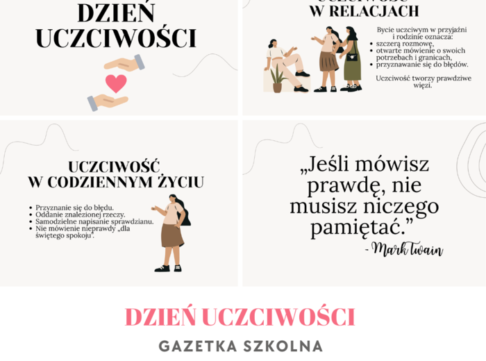 Gazetka szkolna „Dzień Uczciwości” + 20 pytań do dyskusji