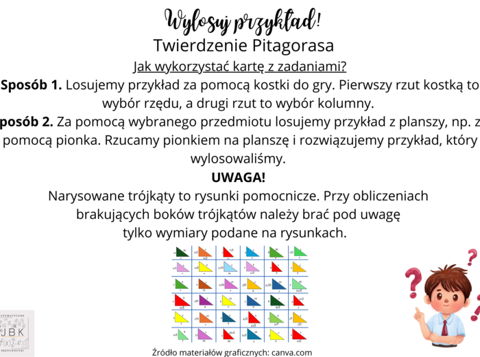 Wylosuj przykład! - Twierdzenie Pitagorasa