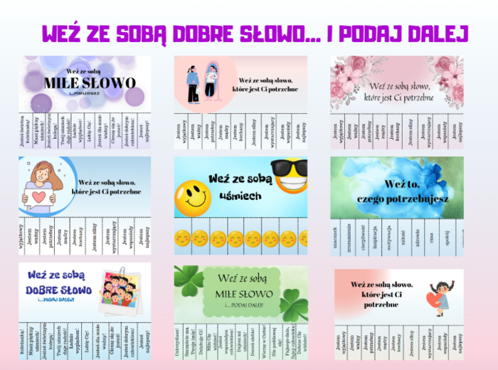 Weź ze sobą dobre słowo- Dzień życzliwości- 12 kart A4- odrywanki pierwszy dzień wiosny