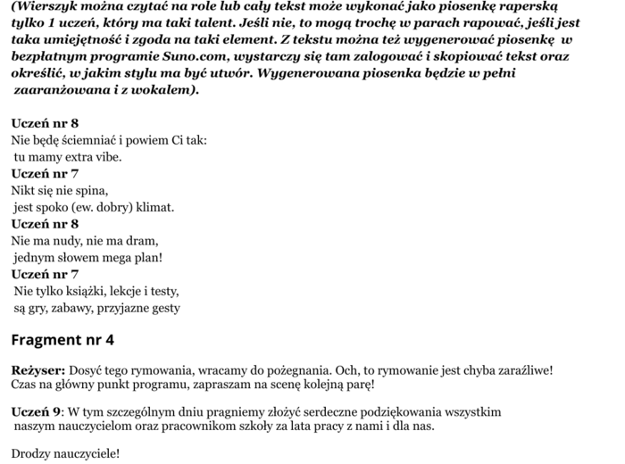 Pożegnanie Ósmoklasistów – scenariusz, listy i efekty muzyczne!