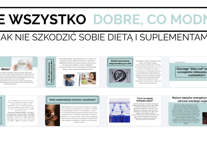 Edukacja Zdrowotna, Godzina wychowawcza- Nie wszystko  dobre, co modne- jak nie szkodzić sobie dietą i suplementami– kl 7- 17 Slajdów PDF