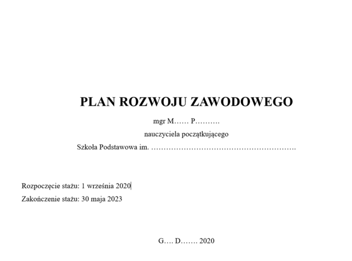Plan rozwoju zawodowego na mianowanie biologia i chemia