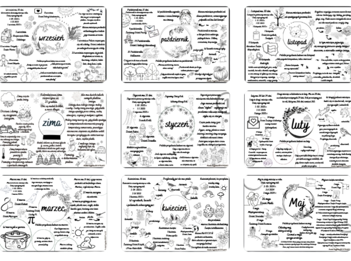 Miesiące+ pory roku+ bezpieczne wakacje i ferie zimowe