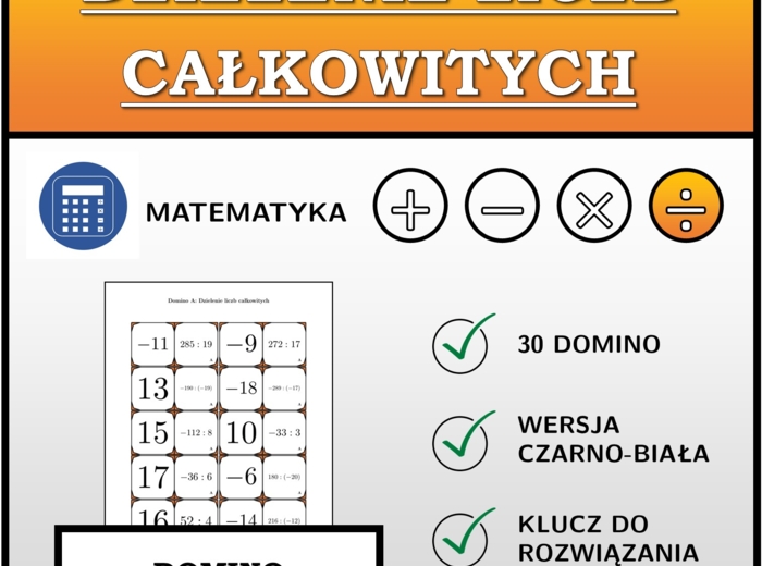 Domino - Dzielenie liczb całkowitych | matematyka