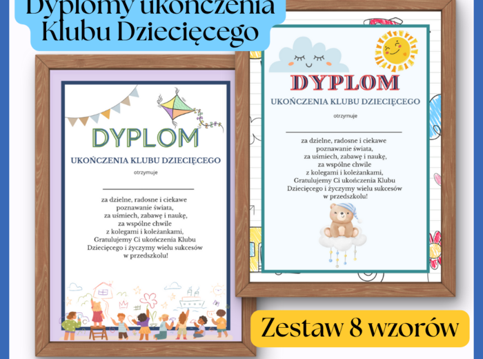 Dyplomy ukończenia Klubu Dziecięcego - zestaw