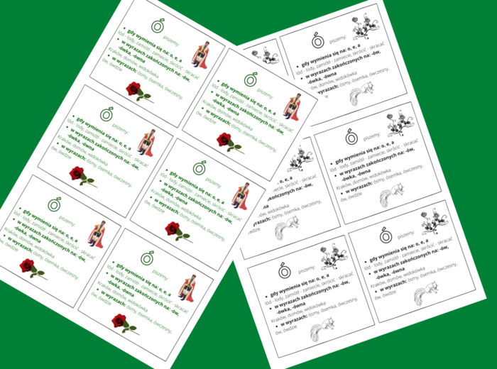 „Ó” – ZASADY ORTOGRAFICZNE – ortografia – WKLEJKA