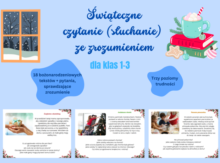 Świąteczne czytanie i słuchanie ze zrozumieniem dla klas 1-3
