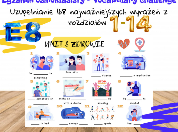 E8 Vocabulary challenge słownictwo klasy 7-8 repetytorium Pearson egzamin ósmoklasisty