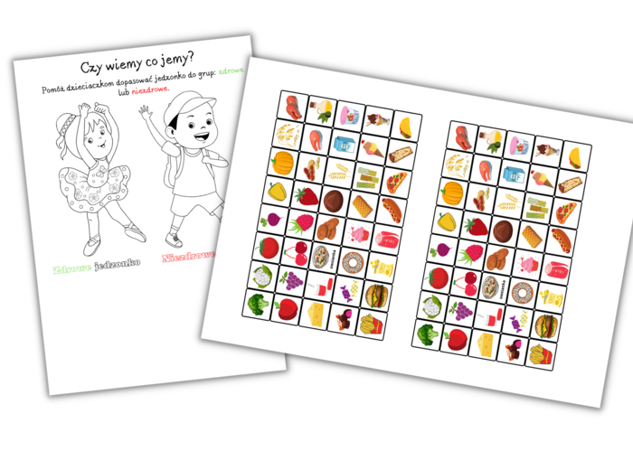 Zdrowe odżywianie - dopasowanie materiałów.