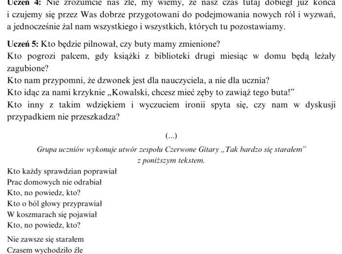 "Ku dorosłości!" Scenariusz pożegnania uczniów szkoły podstawowej/ średniej