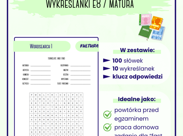 Wykreślanki - Kultura | Egzamin 8-klasisty | Matura